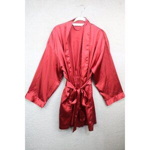 Victoria's Secret Red Satin Robe-Attached Belt-One Size-Pockets-Nice
